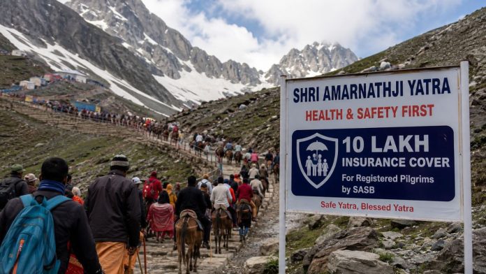 Amarnath Yatra pilgrimage in the mountains