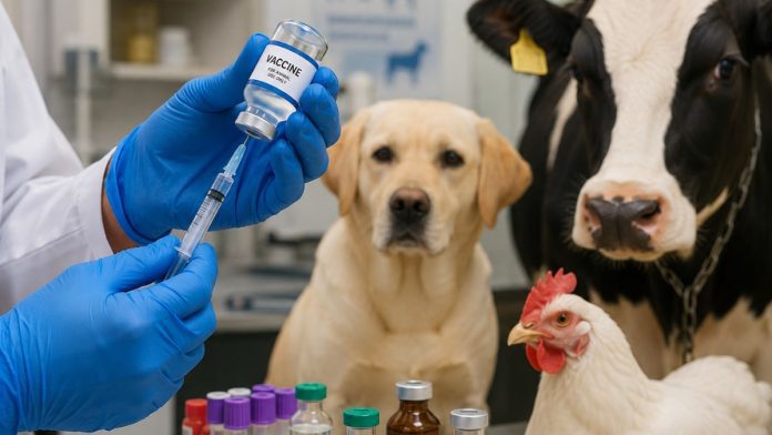 Preparing vaccine in a veterinary clinic