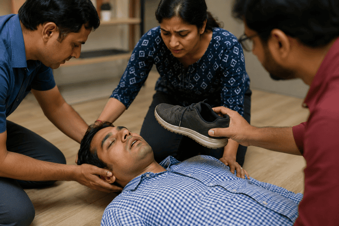 मिर्गी की समस्या में जूता सुंघाते लोग