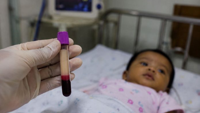 Medical care close-up with newborn.