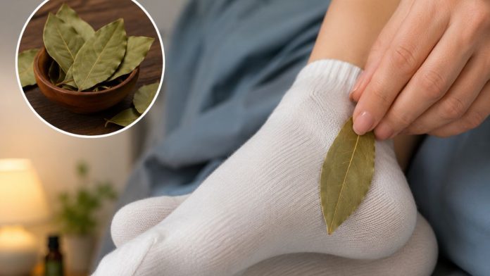Relaxing with bay leaves in socks