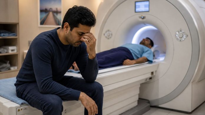 Worried moments before the scan