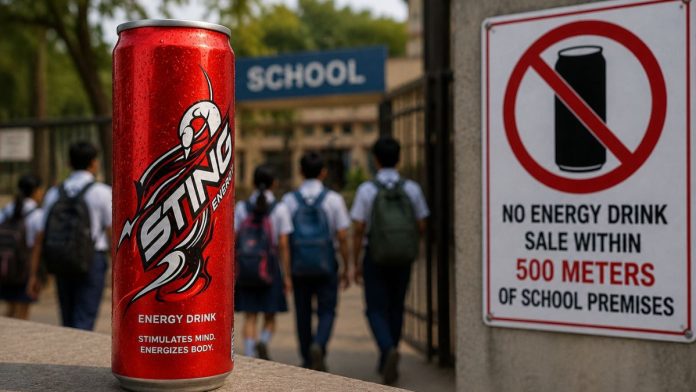 Energy drink near school boundary