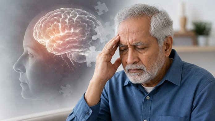 Elderly man with brain distress